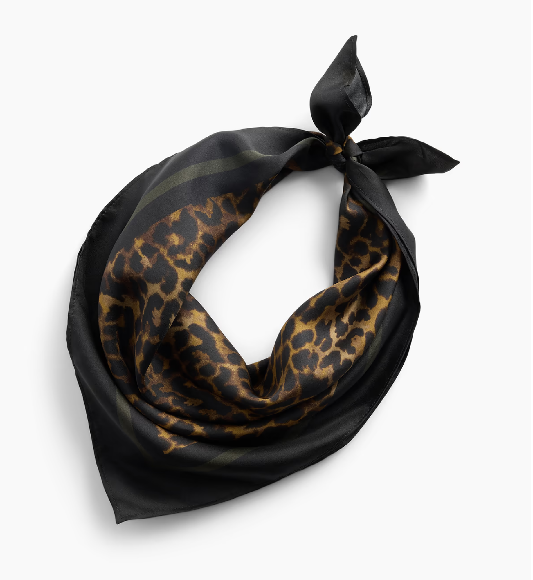 leopard print with black trim printed silk bandana